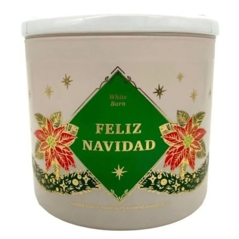 Bath & Body Works Feliz Navidad 3-Wick Candle Snowflake Lid
